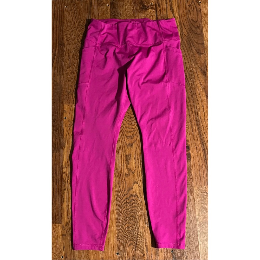 Avia Womens Magenta Pink High Rise Activewear Leggings with Pockets Size L 12-14